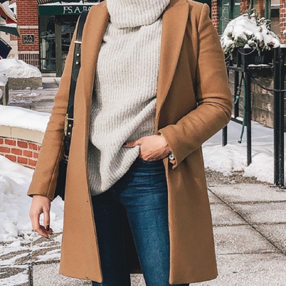 Zara Women Wool Blend Camel Coat